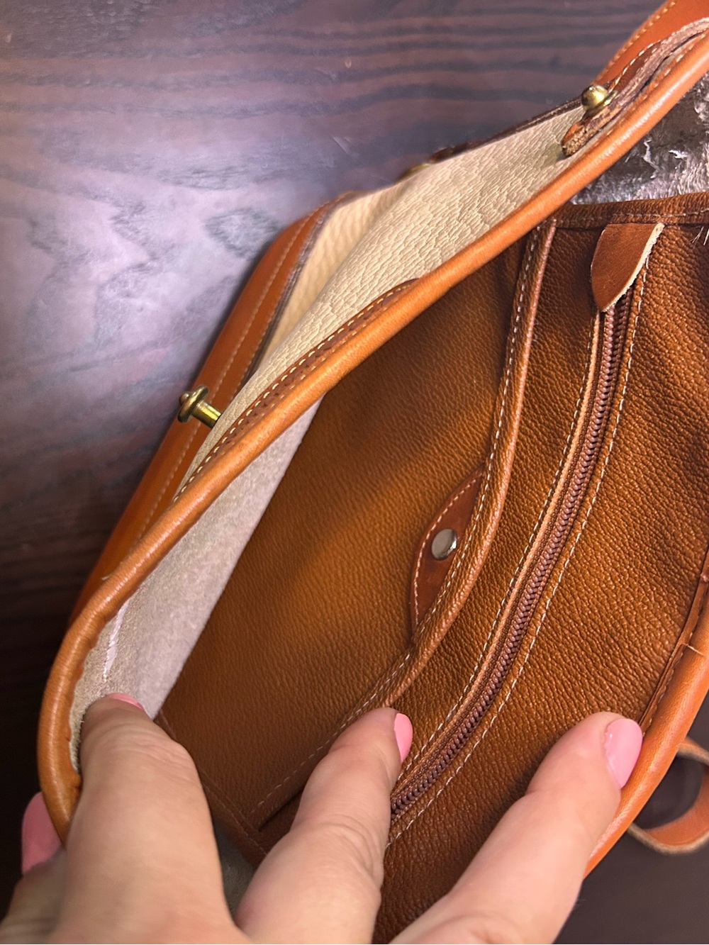 Dooney & Bourke Cream and Tan Leather Saddle Crossbody - Picture 8 of 10